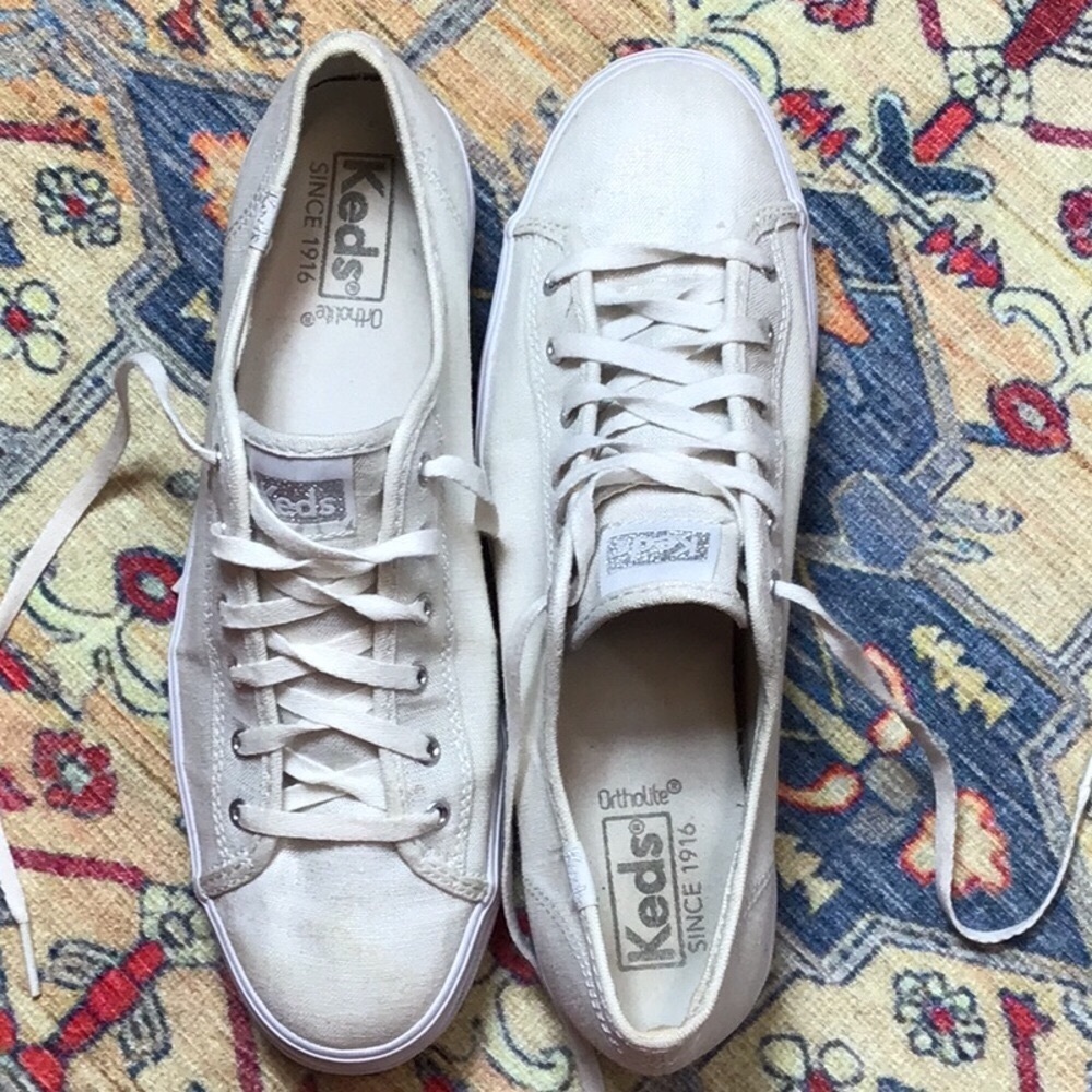 🤍 KEDS Shimmer Lace-Up Canvas Platform ‘OrthoLite’ Sneakers - Picture 3 of 8